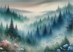 Obraz - Lesná krajina s hmlou (70x50 cm)