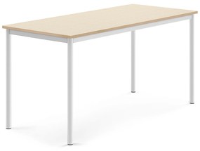 Stôl SONITUS, 1600x700x760 mm, HPL - breza, biela