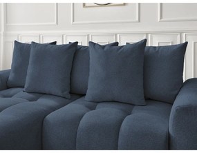 Modrá ženilková rozkladacia/s úložným priestorom rohová pohovka (ľavý roh/s leňoškou) Roxelane – Bobochic Paris