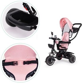 Ružová detská trojkolka  - 360 stupňové otočné sedadlo