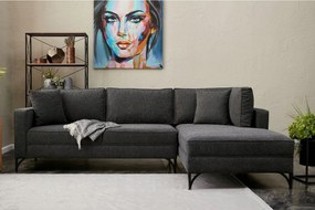 Rohová sedacia súprava Brenen (p) (antracit čierna)