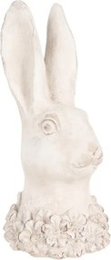Béžová antik cementová busta králik - 11*11*24 cm