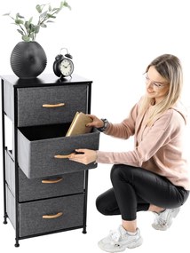 Komoda s látkovými zásuvkami PALMERA, čierna