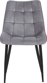 Dekorstudio Zamatová jedálenská stolička BEATRIX - sivá s  čiernymi nohami