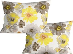 Súprava 2 ks dekoračných obliečok na vankúš z mikrovlákna FEONELLE 50x70 cm, žlto-sivá