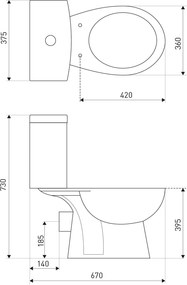 Novoterm WC kombi NV-Tetra so zadným odpadom a SoftClose sedadlom