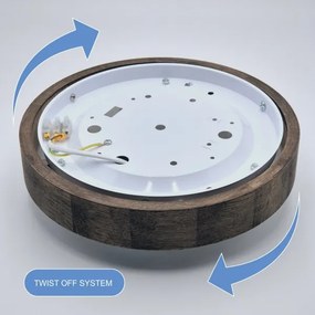 Brilagi – LED RGBW stmievateľné stropné svietidlo CARVALHO SLIM 1×E27/15W/230V Wi‑Fi v dekore dub, priemer 27 cm