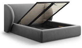 Tmavosivá čalúnená dvojlôžková posteľ s úložným priestorom s roštom 200x200 cm Miley – Micadoni Home