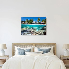 Sklenený obraz pláže na tropickom ostrove (70x50 cm)