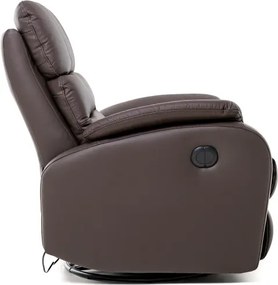Kožené hojdacie kreslo s elektrickým polohovaním ELEGANT 1, tm. hnedá
