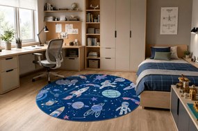 Detský koberec protišmykový BAMBINO 61580 modrý / oranžový kruh