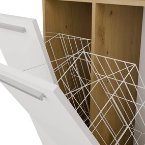 Koupelnová skříňka s 2 koši na prádlo NEL 2K DK bílá/dub Artisan