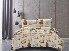 Obliečky z mikrovlákna COLORED CATS krémové Rozmer obliečky: 70 x 90 cm | 140 x 200 cm