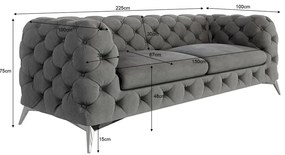 Sivá zamatová pohovka 225 cm Chelsea – Ropez