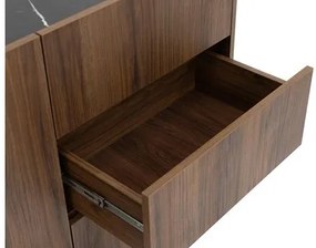 Komoda Antovei K160 3SZ, Farby: warmia orech / warmia orech + čierny mramor