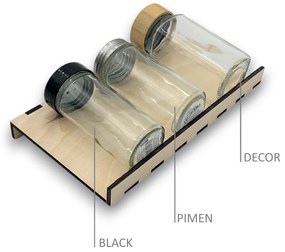 Orion Sada 16ks koreničiek BLACK 80ml + 4ks organizér na koreničky VASKY (nízky) + sada 24ks štítkov
