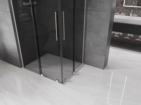 Mexen Velar L Duo, sprchový kút s posuvnými dverami 100 x 90 cm, 8mm šedé sklo, brúsená oceľ, 871-100-090-02-43-97