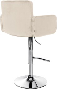 Barová stolička Los Angeles - zamat, chróm rám - krémová
