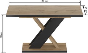 Dekorstudio Rozkladací jedálenský stôl  85x138/208 cm - dub wotan s čiernymi nohami