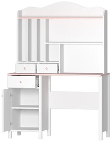 Písací stôl Luna LN03, Farby: biela / ružová + biela, Nadstavec: áno