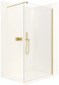 CERANO - Sprchová zástena Walk-in Onyx Ľ/P - guľatá vzpera - zlatá kartáčovaná, transparentné sklo - 100x200 cm, CER-CER-8050BD172