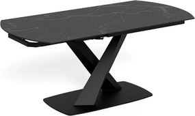 Rozkladací jedálenský stôl Morella 120/180 cm čierny mramor/čierny