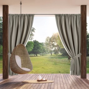 ZÁHRADNÝ VODEODOLNÝ ZÁVES NA PÁSKE GARDEN 155X200 CM TMAVOBÉŽOVÁ