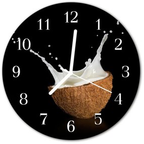 Nástenné sklenené hodiny Kokosový orech fi 30 cm