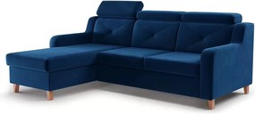 Rohová sedačka Laksaro s rozkladom ľavostranná - modrý zamat Trinity 31