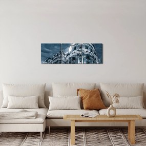Obraz architektúry v tme (s hodinami) (90x30 cm)