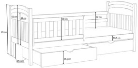 Detská posteľ z masívu borovice KRYŠTOF so šuplíkmi - 200x90 cm - BIELA