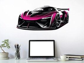 Ružový športiak textilní prelepiteľná nálepka na stenu hárok 47 x 22 cm