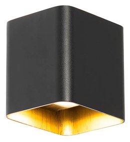 Moderná nástenná lampa čierna vrátane LED IP54 štvorcová - Evi