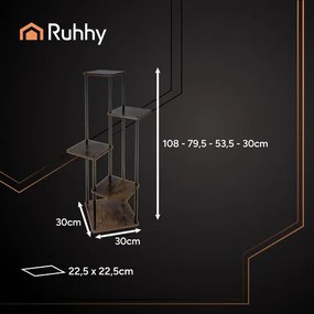 5-úrovňový stojan na kvety v loft štýle