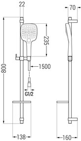 Mexen sprchový set DQ17, chróm/biela, 785174581-02