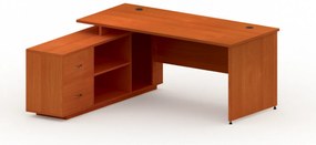 Kancelársky stôl so skrinkou MIRELLI 1600 x 1600 mm, ľavý, čerešňa