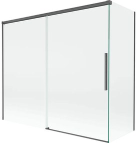 Mexen Rox, 2-krídlová posuvná vaňová zástena 180 + 90 x 150 cm, 8mm číre sklo, brúsený grafit profil, 8C9-180-090-66-00