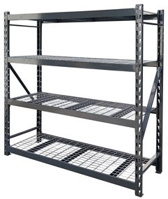 Kovový regál STRONG 183x196x55cm, 4x sieťová polica, 650kg na policu, antracitová farba
