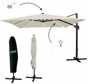 Béžový záhradný slnečník s LED osvetlením 3 x 4 m