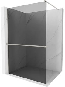 Mexen Kioto+, sprchová zástena Walk-In s poličkou a vešiakom 120 x 200 cm, 8mm šedé sklo, brúsená oceľ profil, 800-120-121-97-40