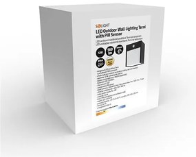 SOLIGHT LED vonkajšie nástenné svietidlo TERNI 12W | 3000K | 560lm | IP44 | PIR senzor, čierne