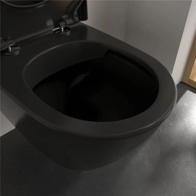 VILLEROY &amp; BOCH Subway 2.0 závesné WC s hlbokým splachovaním bez vnútorného okraja, 370 x 560 mm, Ebony, s povrchom CeramicPlus, 5614R0S5