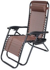 4Home Záhradné plážové polohovacie kreslo Relax, hnedá