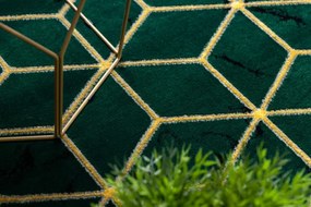 Koberec EMERALD exkluzívny 1014 glamour, styl kocka fľaškovo zelený / zlatý