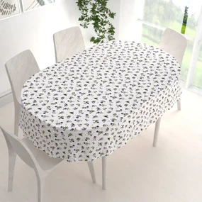 Biante Bavlnený oválny obrus Sandra SA-345 Sivé ružičky na bielom 120x160 cm