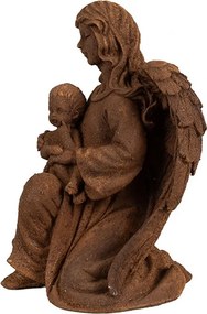 Dekoratívna hrdzavá figúrka anjel držiaci dieťa - 13*11*18 cm