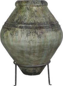 Zelený květináč na podstavci z železa a polyresinu – Ø75*103,5 cm