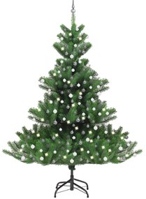 Umelý vianočný stromček jedľa Nordmann LED a gule zelený 240 cm 3077734
