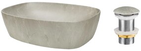 Súprava keramického umývadla na dosku a výpuste Anna 50 cm hnedo-béžový kameň