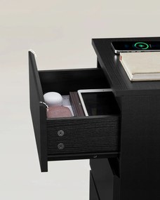 Súprava 2 ks nočných stolíkov Vasagle Girgo so zásuvkou a USB portmi čierna